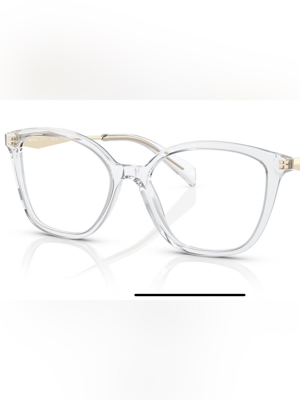 Prada Clear Transparent Women's Glasses with Gold Temples